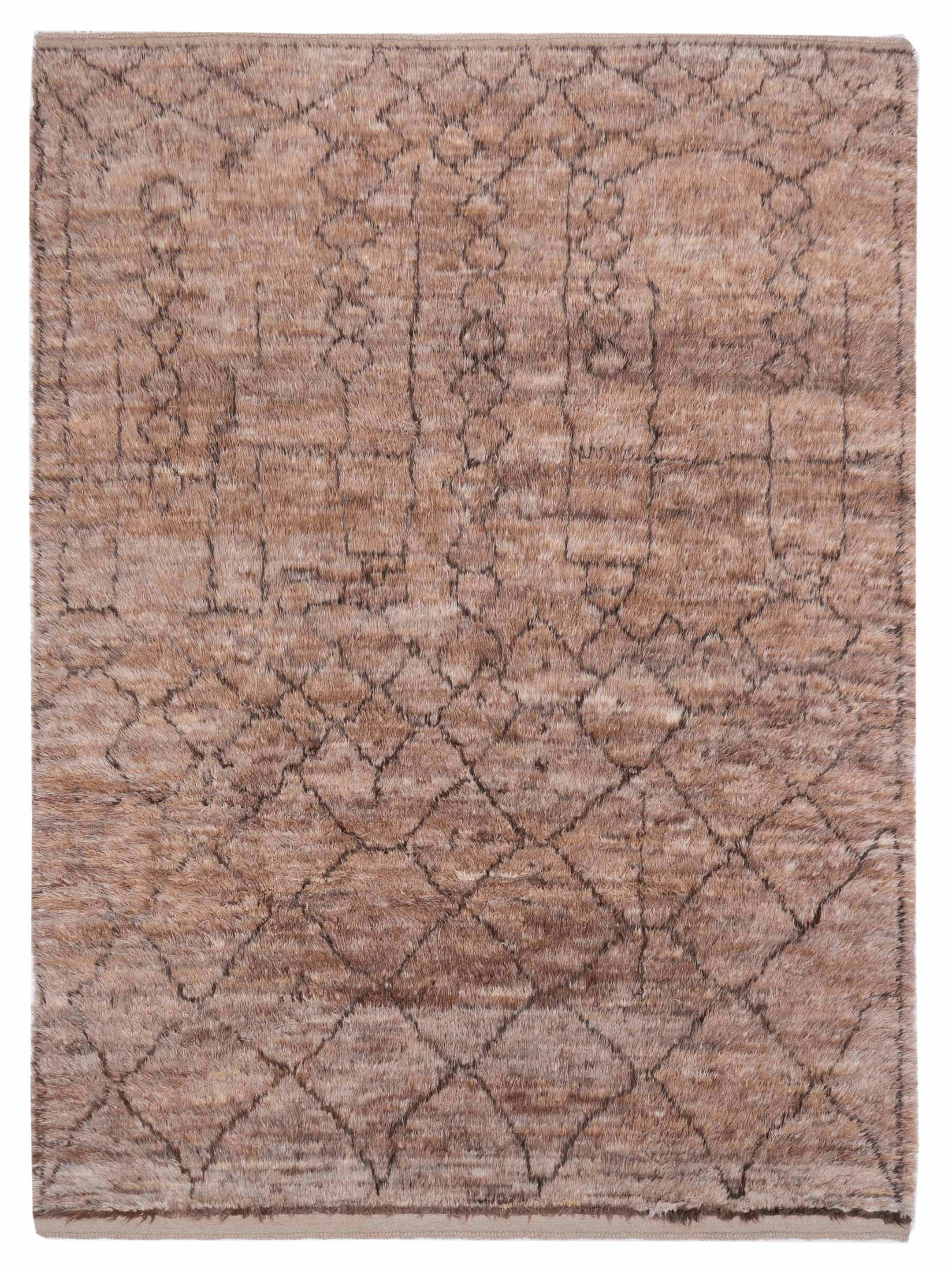 Brown contemporary hand-knotted Turkish area rug